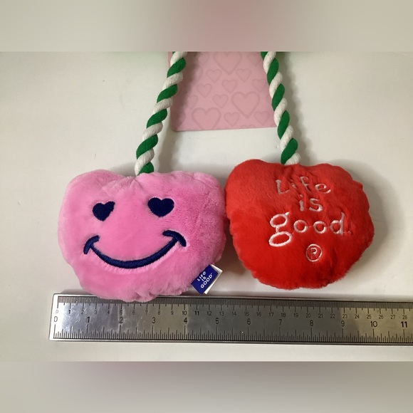 Life Is Good | Valentines Red Pink Hearts Love Squeaky Crinkle Dog Toy - Picture 5 of 5